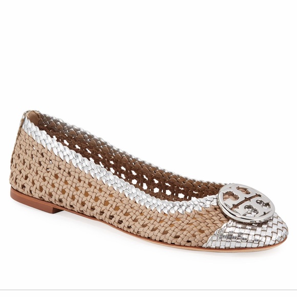 tory burch woven cap toe flat